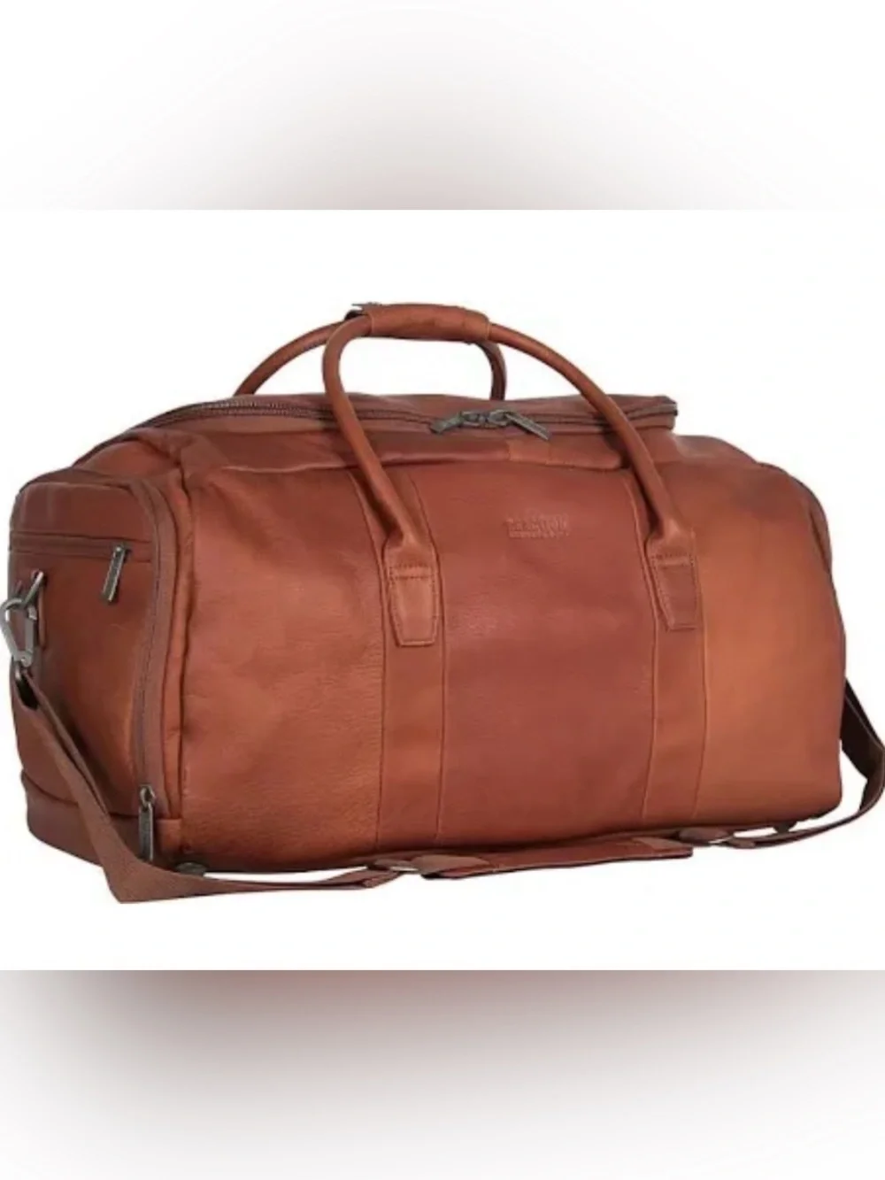 Kenneth Cole Reaction Chestnut Leather Duffle/Weekend Bag-With Strap